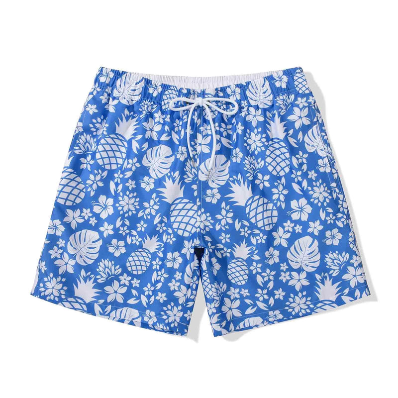 SUNDAY ROSE Mens Swim Trunks with Mesh Lining Quick Dry Swim Shorts Bathing Suit for Men Blue White/ Blue/ Beige Pineapple Small - BeesActive Australia