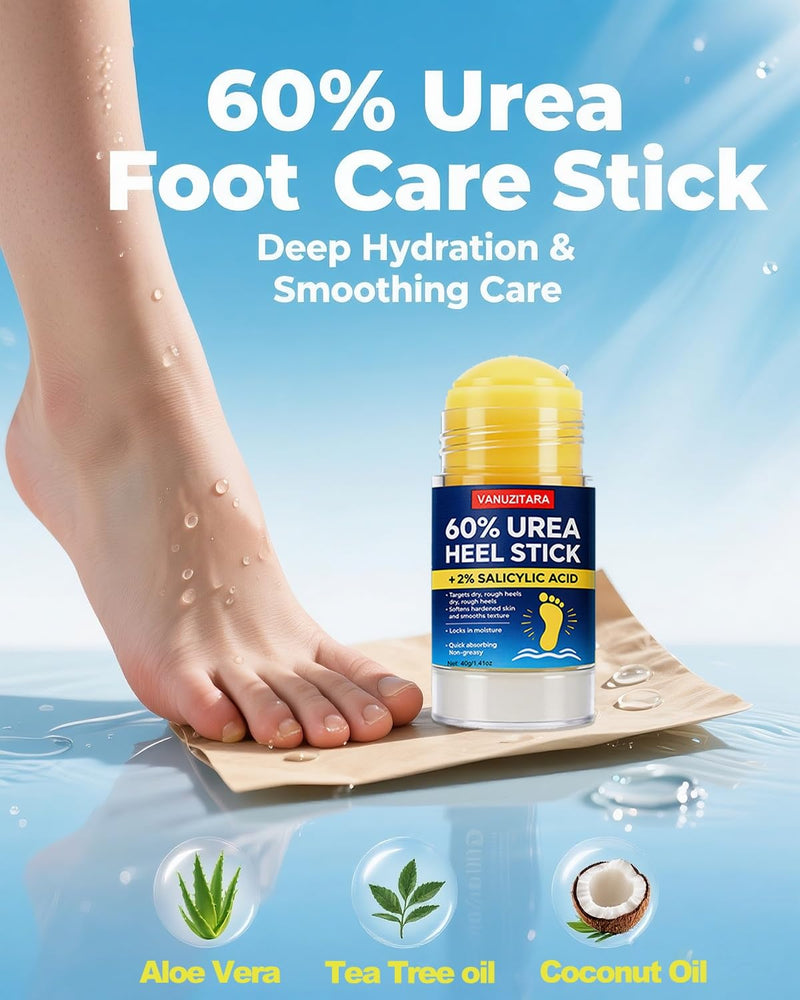 Urea Cream 60 Percent with 2% Salicylic Acid, Maximum Strength Foot Cream for Rough, Dry Cracked Feet Hands and Elbows, Urea Stick Callus Remover Skin Softener Hydrating Balm 2 Pack (1.41oz Each) 1.41 Ounce (Pack of 2)