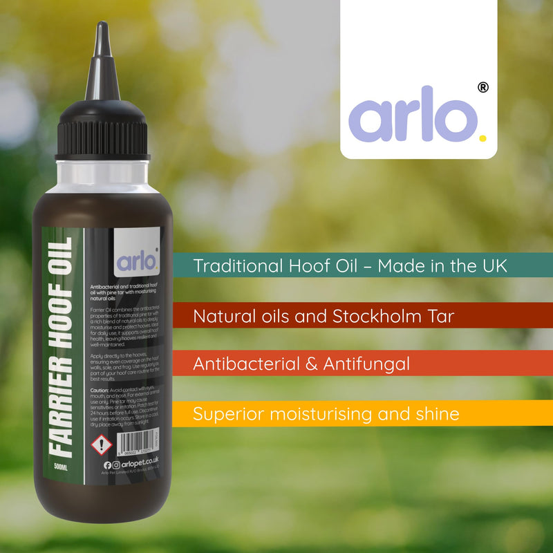 arlo. Farrier Hoof Oil with Stockholm Tar 500ml – Antibacterial Moisturising Treatment for Horses – Nourishes Dry, Cracked Hooves – Traditional Farrier Care Conditioner