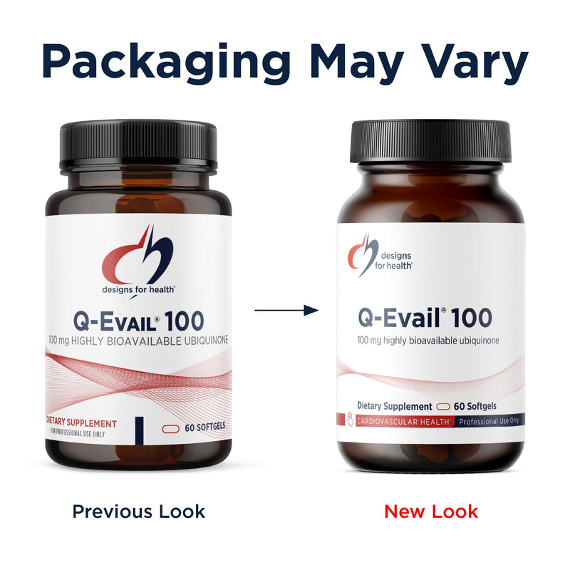 Designs for Health Q-Evail 100-100mg CoQ10 Highly Bioavailable Ubiquinone - Coenzyme Q10 with MCT + Mixed Tocopherols to Promote Superior Absorption - Non-GMO (60 Softgels)