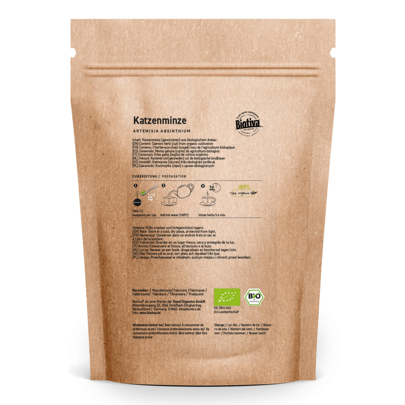 Catnip organic 100g - Nepeta cataria - cat herb - cat balm - cat mint - bottled and controlled in Germany - Biotiva - BeesActive Australia