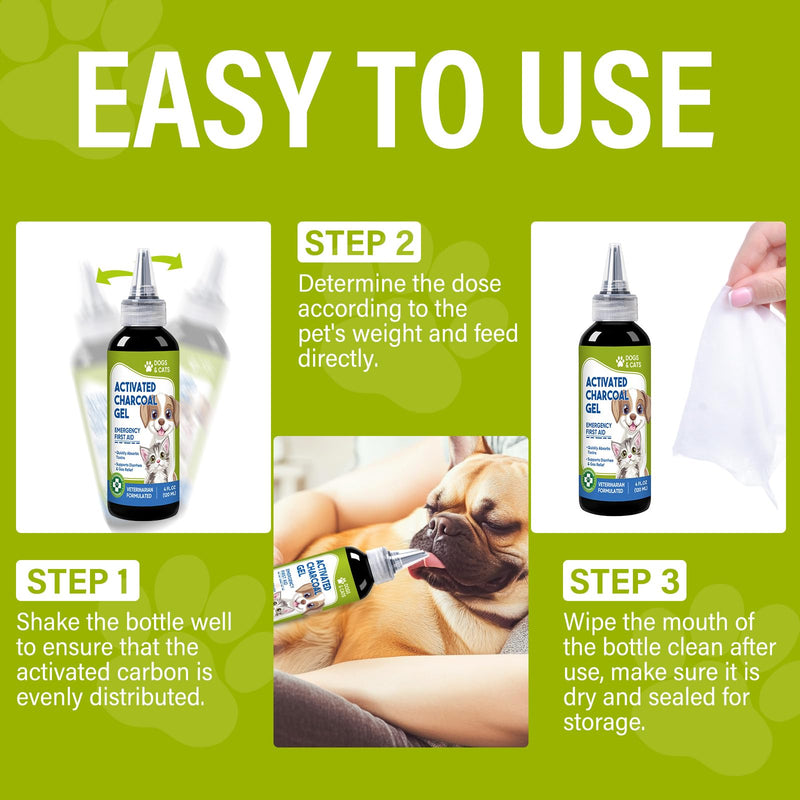 Activated Charcoal for Dogs, Activated Charcoal Gel Odor Absorber, Dog First Aid Essential, Supports Detox, Diarrhea and Gas Relief, Non-GMO, 120ml - BeesActive Australia