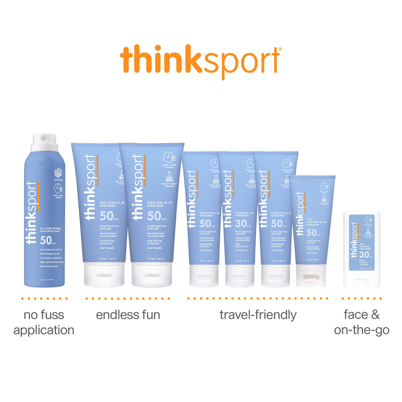 Thinksport SPF 50+ Mineral Sunscreen – Safe, Natural Sunblock for Sports & Active Use - Water Resistant Sun Cream –UVA/UVB Sun Protection – Vegan, Reef Friendly Sun Lotion, 6oz 6 Fl Oz (Pack of 1) - BeesActive Australia