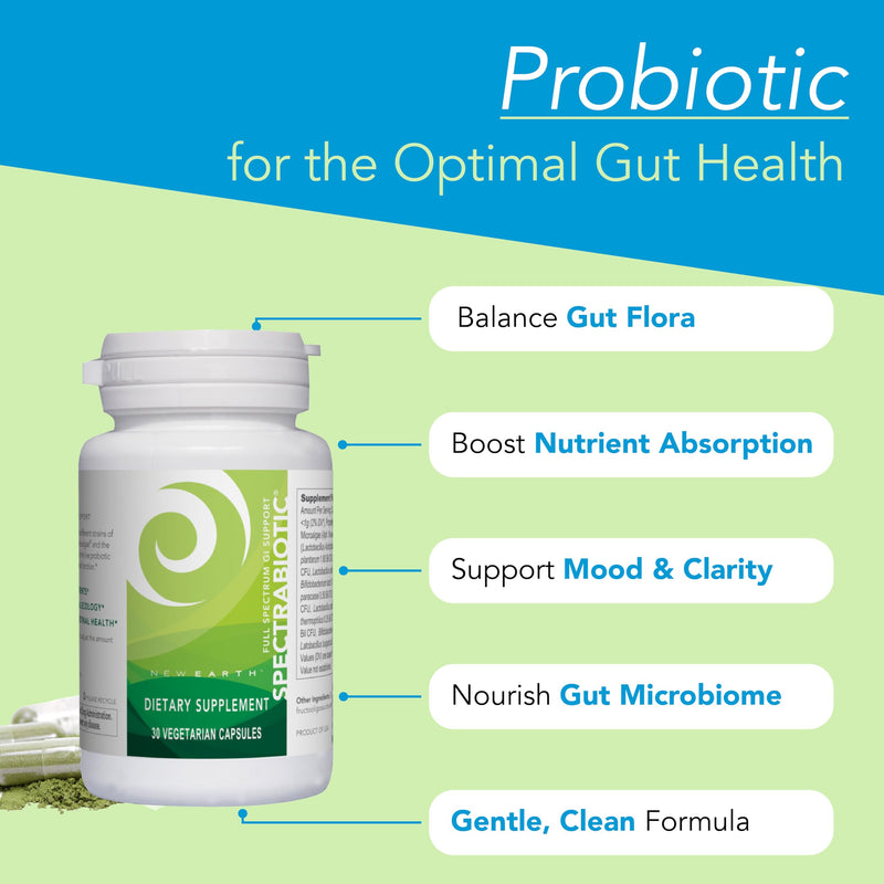New Earth Spectrabiotic® - Full Spectrum Probiotic Supplement, 30 ct - Supports Digestion, Nutrient Absorption & Gut-Brain Axis for Vibrant Health
