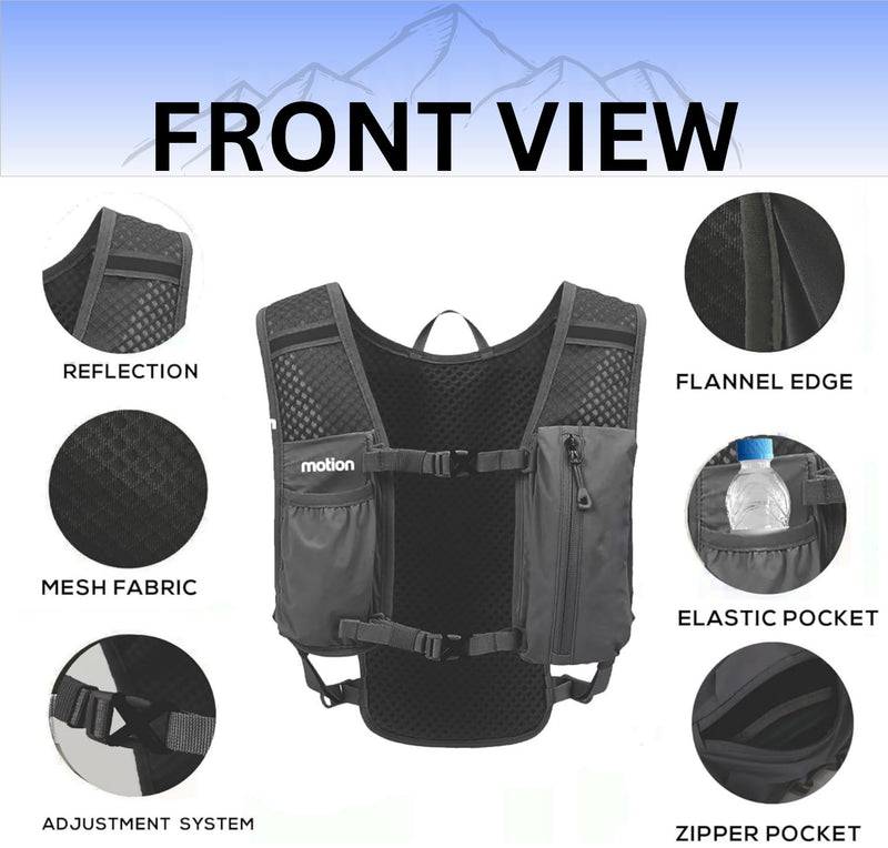 Running Hydration Vest for Men Women, Lightweight Reflective Hydration Backpack with 1.5L Water Bladder Bag for Hiking, Running, Cycling Black Regular Size + 1.5 ltr Water Bladder