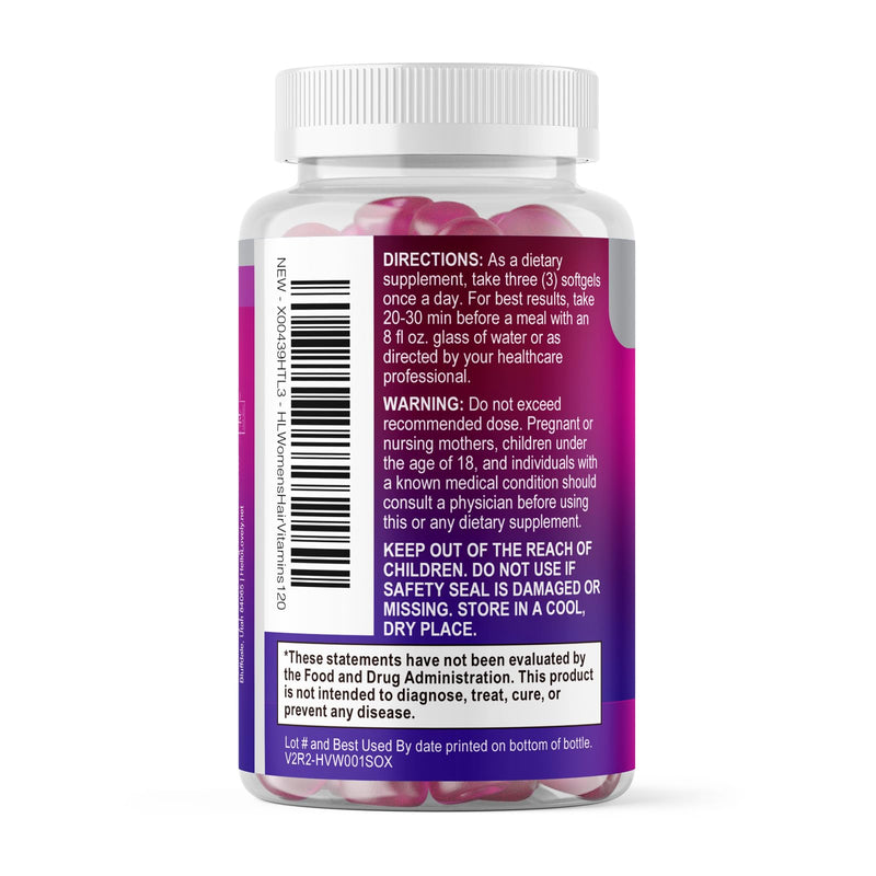 Hair Vitamins for Women for Hair Growth - Argan-Infused Supplement with Collagen, Biotin and Hyaluronic Acid - Supports Faster Hair Growth, Skin & Nails Beauty Vitamins, Bottled in USA - 120 Softgels 120 Count (Pack of 1)