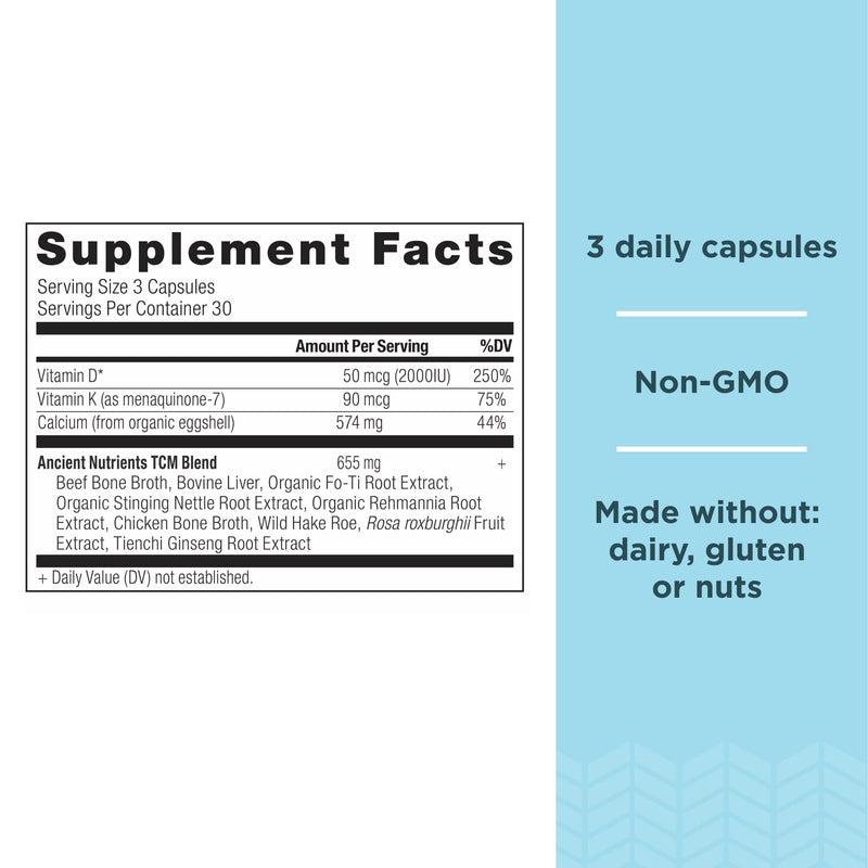 Ancient Nutrition Calcium Supplement + Vitamin D + K2, Supports Bone Health | Supports Bone Health and Immune Support, Muscle Recovery, Paleo and Keto Friendly, 90 Count