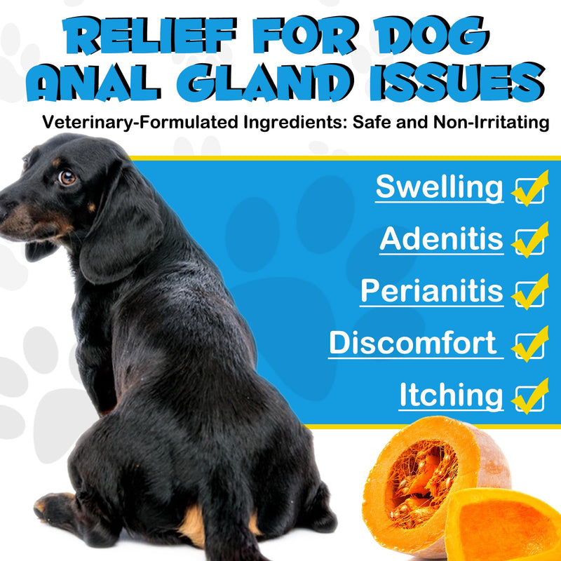 Anal Gland Support for Dogs, 150pc Anal Gland Soft Chews for Dogs with Pumpkin Puree, Digestive Enzyme & Probiotics, Support Healthy Anal Gland, Bowel & Digestion