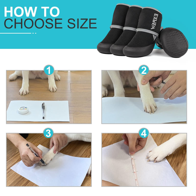 EXPAWLORER Anti-Slip Dog Boots-Dog Boots & Paw Protectors for Winter,Waterproof Dog Socks for Small Medium Large Dogs,Dog Booties for Outdoor Snow Rain Days,Dog Shoes for Hot Pavement,Hiking Walking Black S - BeesActive Australia