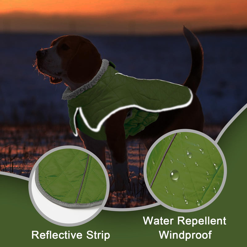 Fragralley Dog Coat, Waterproof Windproof Dog Winter Coat, Reflective Dog Cold Weather Coats with Harness Hole, Dog Warm Fleece Jacket Vest for Small Medium Large Puppy Clothes, Ideal Dog Gifts X-Large Olive - BeesActive Australia