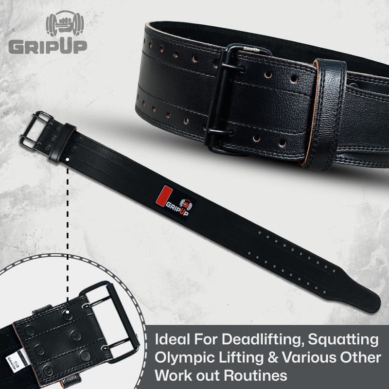 Weight lifting Belt 6mm Thick 100% Leather 4” Back Support Squats Fitness Gym Belt Powerlifting Bodybuilding Deadlifts Heavy Workouts & Cross Strength Training Weightlifting Men Women Black S