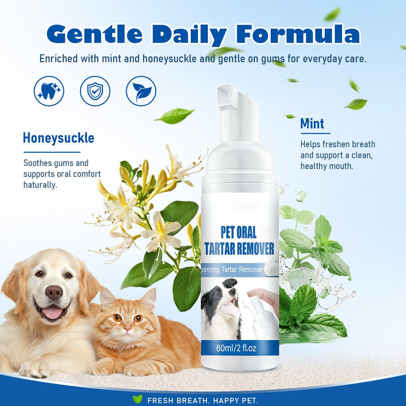 pet Oral Tartar Remover Spray, Oral Spray for Dogs Teeth Cleaning Removes Tartar, Whitens Teeth, Foaming Oral Cleaner for Pet Cats and Dogs(2Pcs)