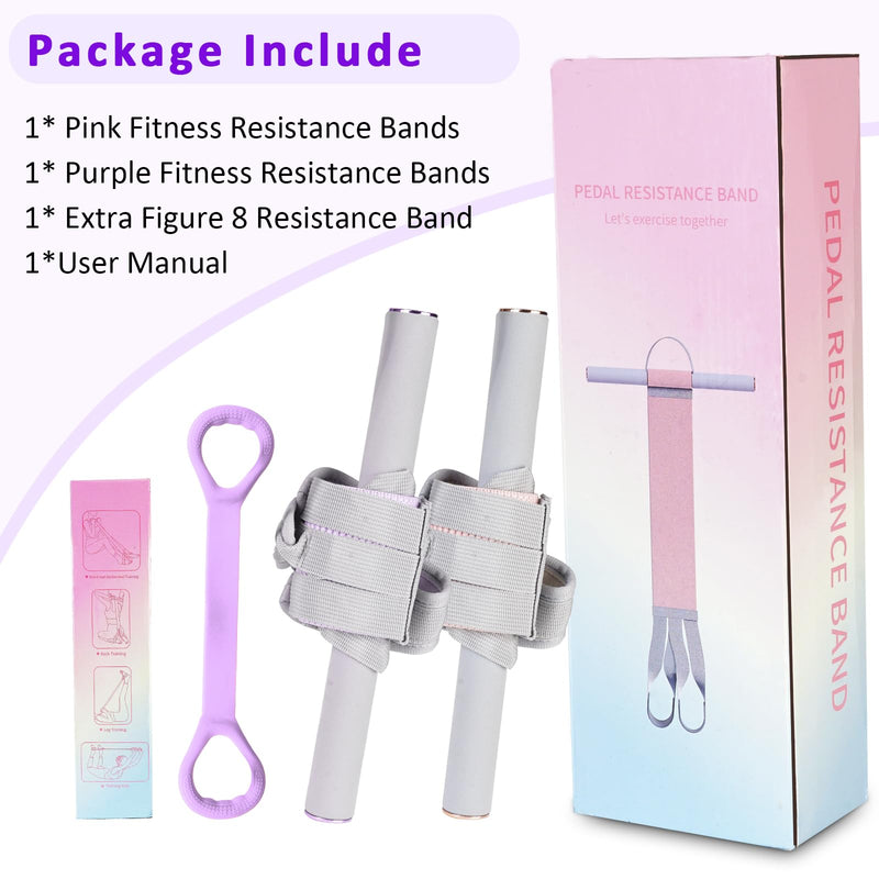 2-Pack Fabric Resistance Band with Handles,Non-Slip Foot Pedal Puller Resistance Band for Legs & Glutes Working Out,Portable Yoga & Physical Therapy&Home Fitness Accessories for Women & Men