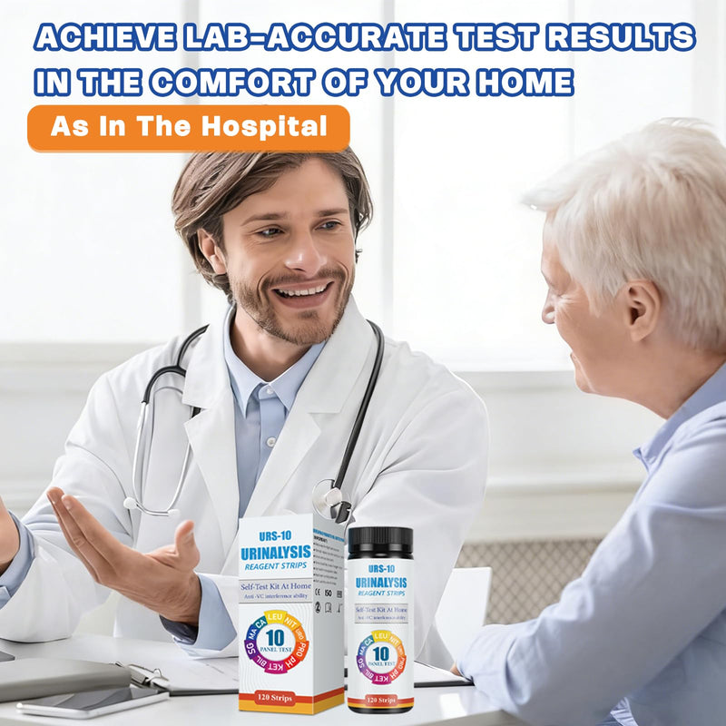 10-in-1 Urine Test Strips - 120 CT | Comprehensive Urinalysis for LEU, NIT, URO, PRO, pH, KET, BIL, SG, Calcium, and Microalbumin | Home Urinalysis Test Strips for Bladder and Urinary Tract Infections