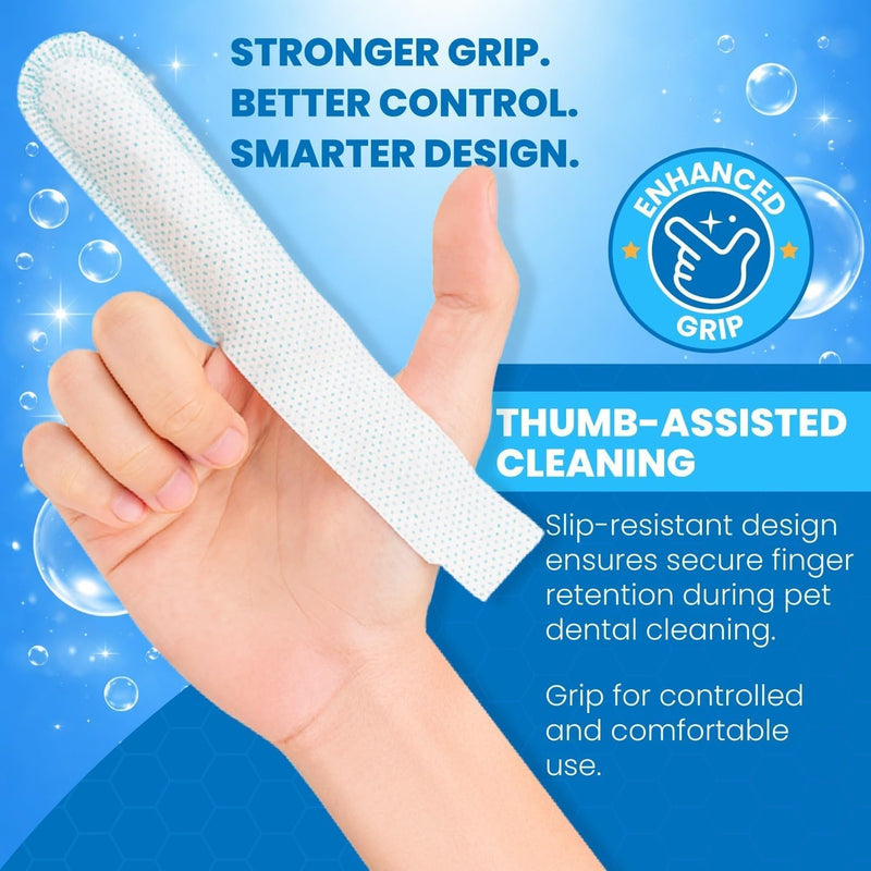 FPN Pet Dog teeth cleaning Finger Wipe – 50-Count Disposable Teeth & Gum Cleaning Dental Wipes for Dogs & Cats, Embossed Finger Pads for Plaque & Tartar Removal, Breath Freshening, No-Rinse Oral Care