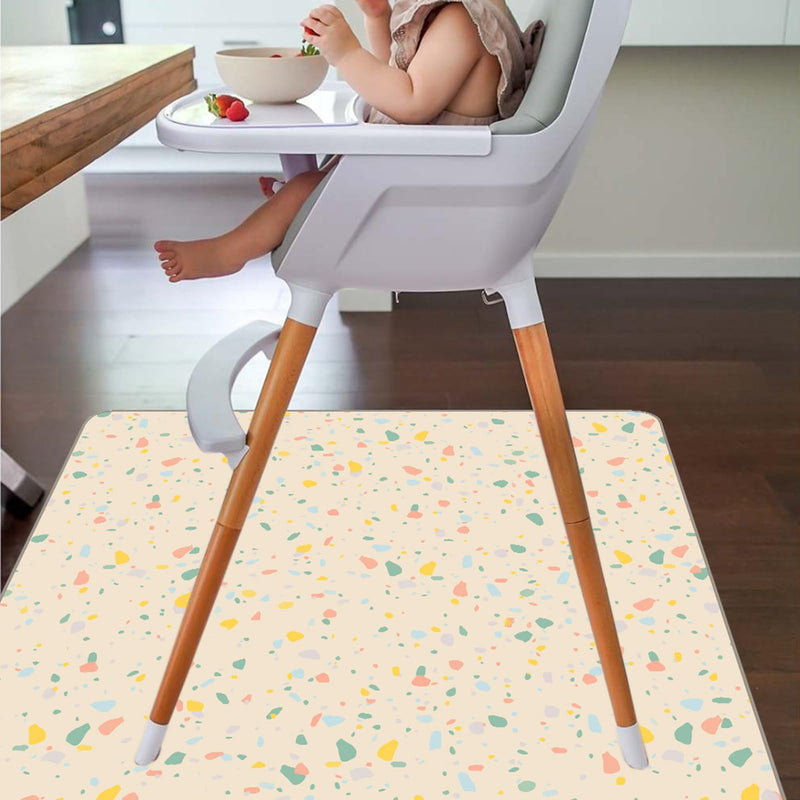 Splat Mat for Under High Chair/Arts/Crafts by CLCROBD, 51" Baby Anti-Slip Food Splash and Spill Mat for Eating Mess, Waterproof Floor Protector and Table Cloth (Beige) Beige