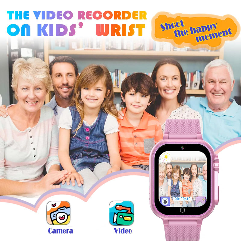 Goodatech Kids Smart Watch for Boys Girls, 1.54'' Smartwatch with 26 Puzzle Games, HD Camera, Video Music Player, Pedometer, Flashlight, Audio Book, Aluminum Case and Sport Band (Pink) Pink.GD15 - BeesActive Australia