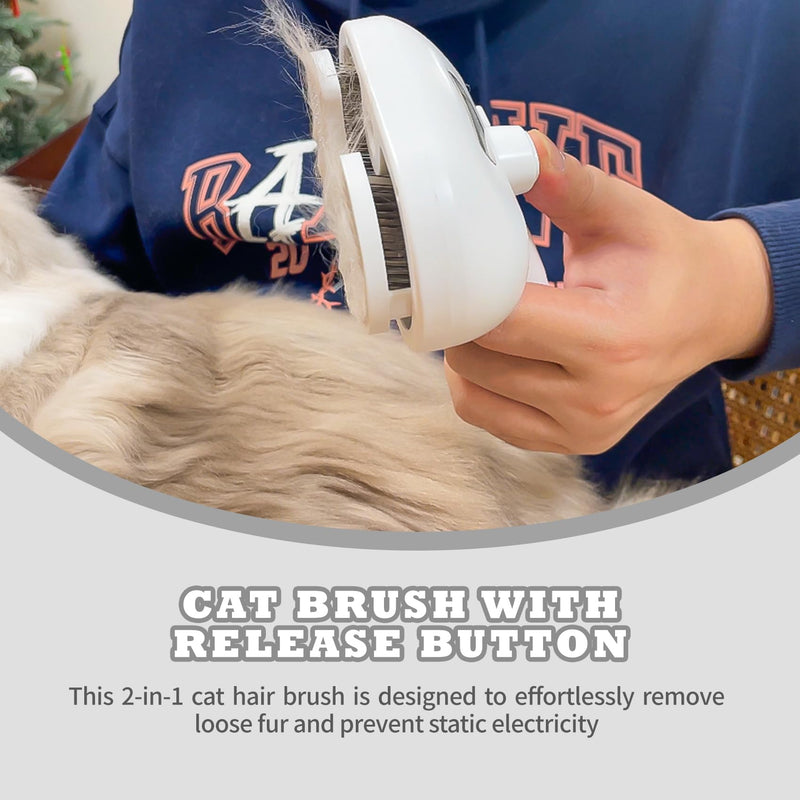 Spray Cat Brush for Shedding - Pet Hair Removal Comb with Water Tank and Release Button, Cat/Dog Steam Brush, Cat Bath Brush, Pet Steam Brush, Cat Brush with Water - Pet Spray Hair Comb (White) WHITE - BeesActive Australia
