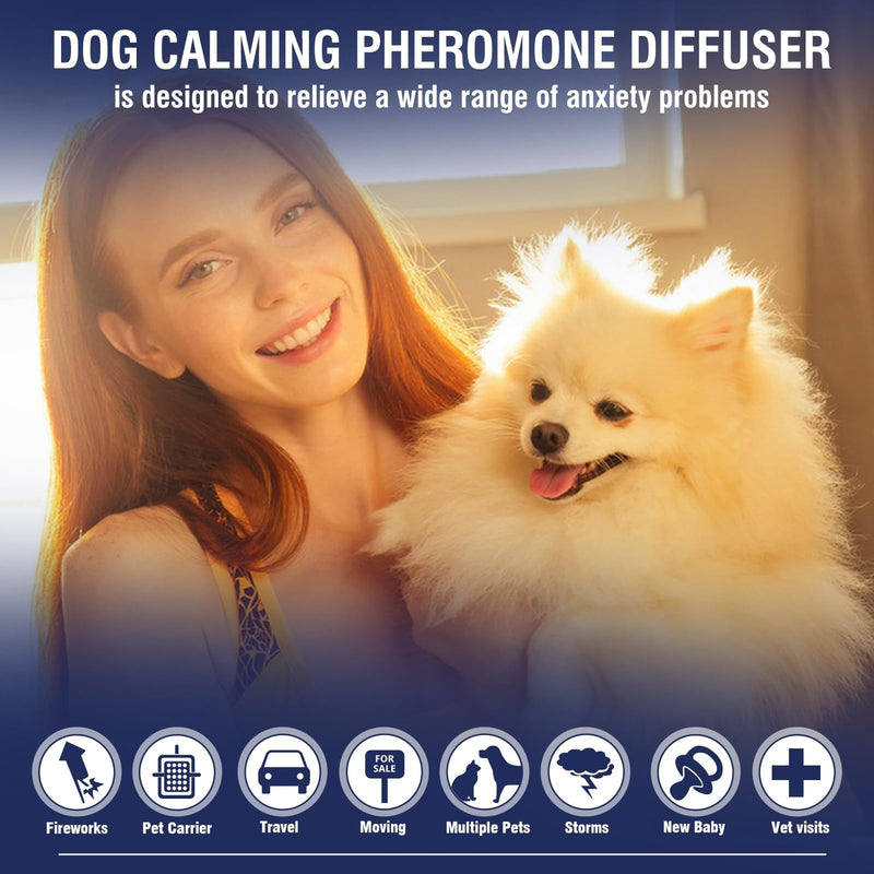 Piuess Dog Calming Plug In Pheromone Diffuser 6 IN 1 Kit to Calm Dogs Effectively Relieves Anxiety Barking Chewing and Separation Anxiety of 120 Days Continuous Calming Pee Accidents Aggression 6 IN1