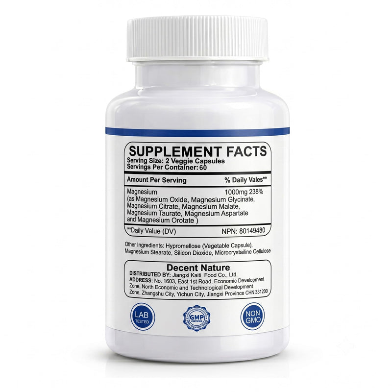 Magnesium Complex for Women & Men 1000mg - 7-in-1 Magnesium Supplement (Glycinate, Citrate & Malate) Capsules for Sleep Support, Stress Relief, Muscle Recovery - Vegan, 120 Count 2 Count (Pack of 60)