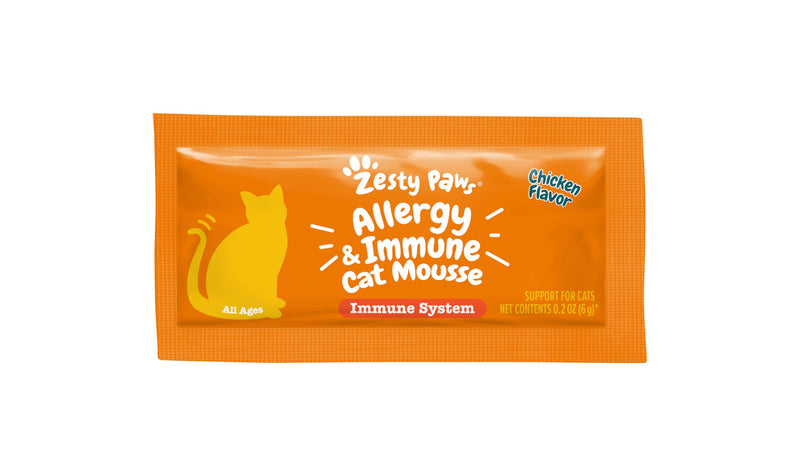 Zesty Paws Allergy & Immune Mousse for Cats - Cat Puree Tube Treats - Lickable Cat Treats Squeeze up for Immunity, Skin Health & Antioxidant Support - Chicken 14ct - PawsPlanet Australia