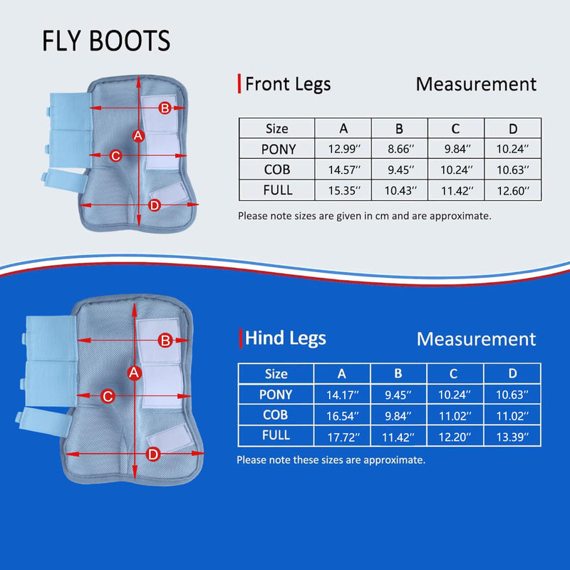 Horse Fly Boots Set of 4, Breathable Comfy Mesh Fly Boots for Horses, Non-slip Horse Fly Leggings No More Stomping & Horsefly Nuisance Lightblue Pony Light Blue - BeesActive Australia