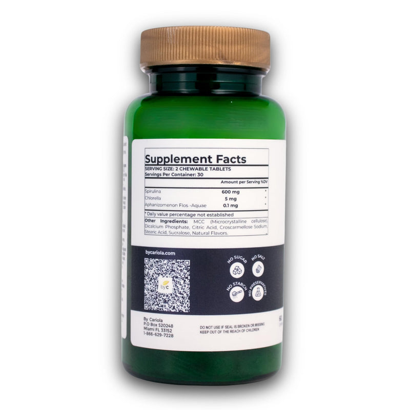 Bioxtron Natural Stem Cell Supplement Chewable Tablets - Spirulina, Chlorella, AFA - Supports Energy, Joint, Muscle, Immune Health - Stem Cell Regenerator - 60 Tablets (30 Servings) 60 Count (Pack of 1)