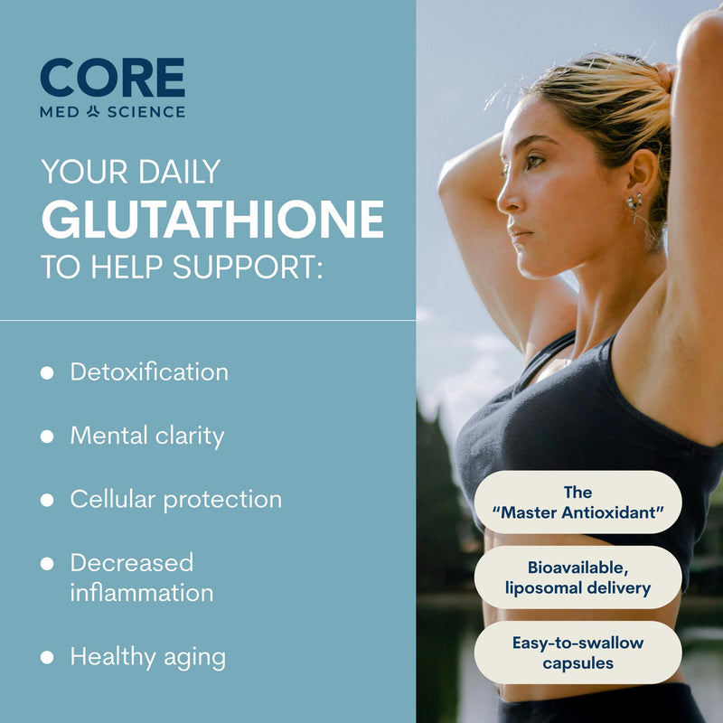 Core Med Science Liposomal Glutathione Setria (500mg, 60 Capsules) | Physician Developed High Absorption Antioxidant Support for Liver, Skin, & Immune Health - 60 Capsules, Non-GMO, Made in USA Capsule