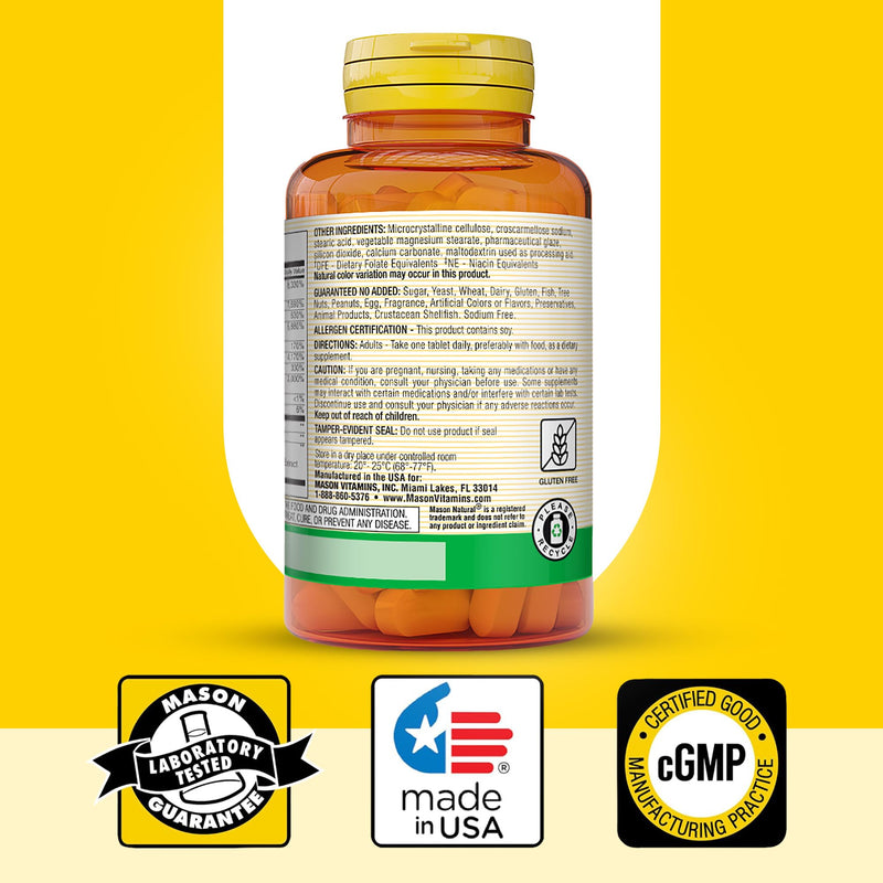 MASON NATURAL Ultra B,100 Complex, 100,Day Supply, for Normal Immune Support and Energy Metabolism 100 Count (Pack of 1) 100.0