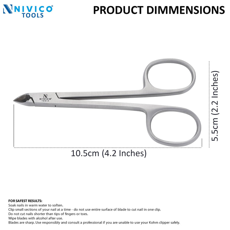 NIVICO Cuticle Nipper with Rings, 10cm, 5mm Tip, Cuticle Trimmer - Satin Finish Podiatry Cuticle Nippers for Manicure & Pedicure Professional Cuticle Remover Tool