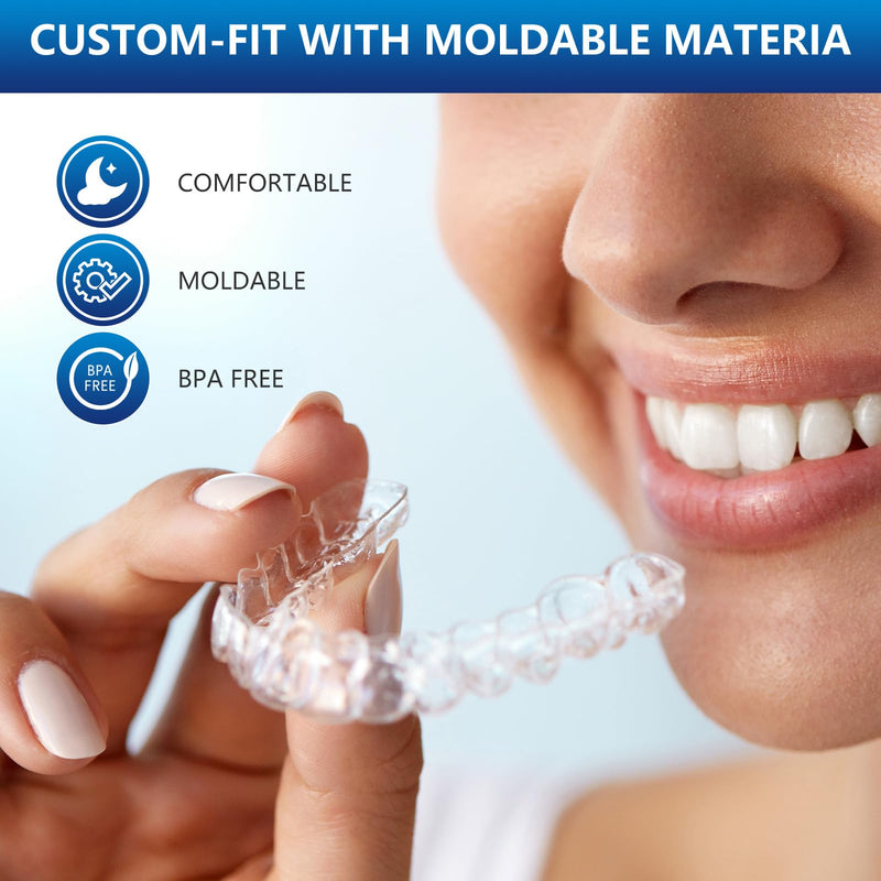Mouth Guard for Sleeping 4PCS with 12 Cleaning Tablets, Mouthguard for Grinding & Clenching Teeth at Night, Night Guards for Grinding of Teeth, Dental Bite & Boil Guard Clear - BeesActive Australia