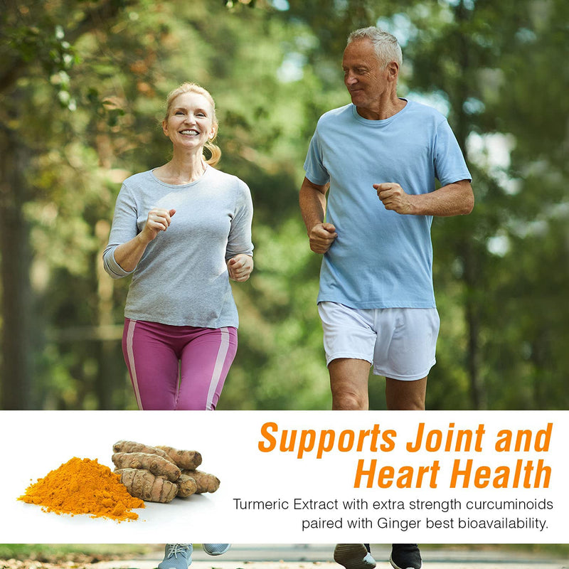 Turmeric Curcumin & Ginger Gummies 95% Curcuminoids with Black Pepper Extract for Max Absorption Joint Support, Nature's Tumeric Herbal Extract Supplement, Vegan Gummy Capsules, Non-GMO - 120 Gummies 120 Count (Pack of 1) - BeesActive Australia