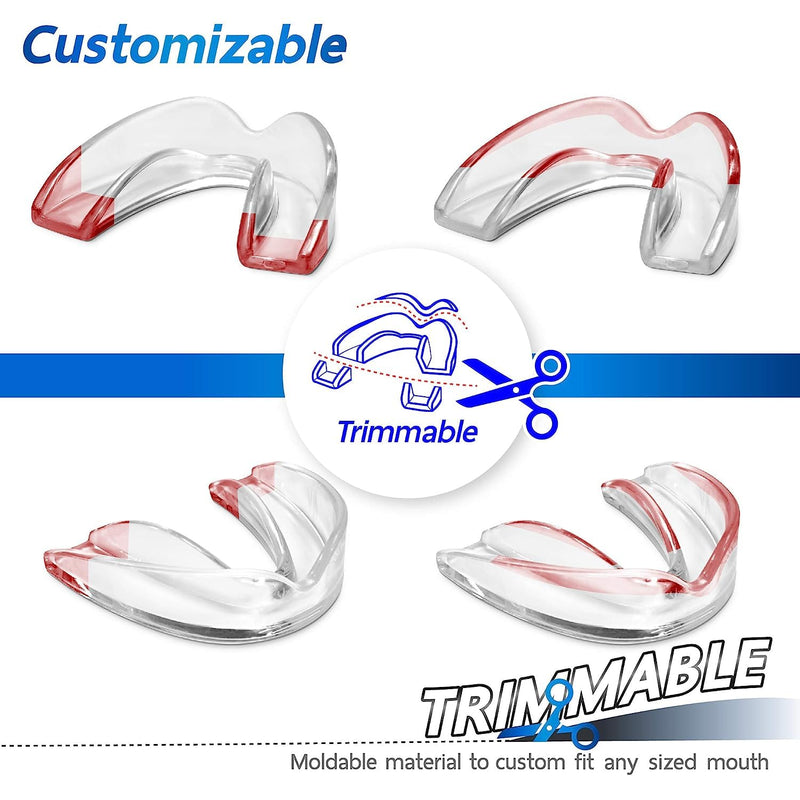 Mouthguard - One Size Fits All Premium Set of 6 BPA Free Moldable, Customizable and Trimmable Medical Grade Mouth Guard for Grinding Teeth Clenching Bruxism, Sport Athletic, Whitening Tray Adults / 6 Pcs / 1 Size