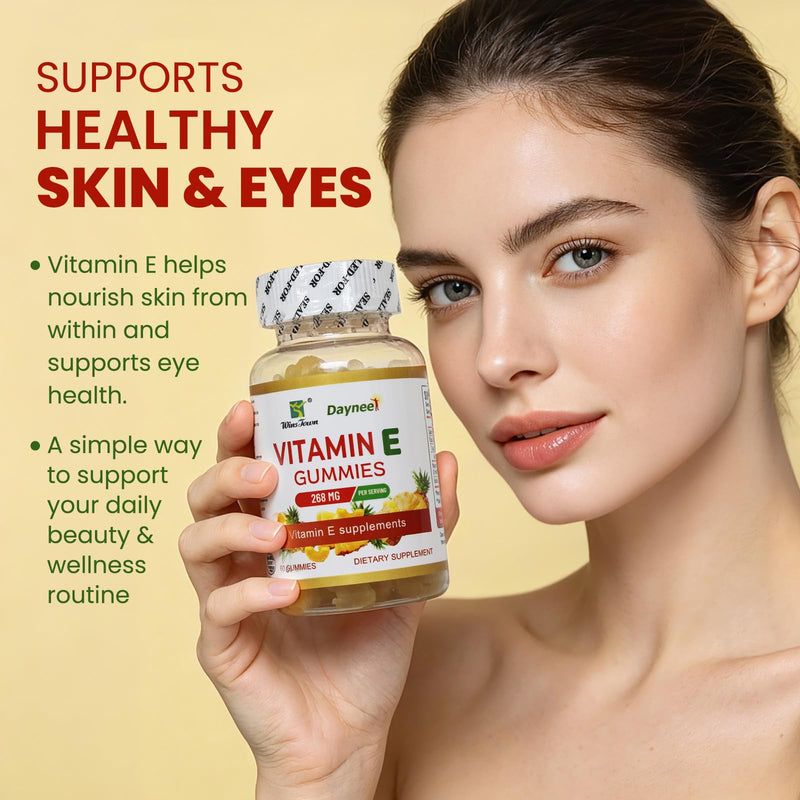 Vitamin E Gummies 268mg (400IU), Vegan, 60 Count | Adult Supplement, Non-GMO, Delicious, Easy to Chew, Antioxidant, Immune, Skin & Eye Support