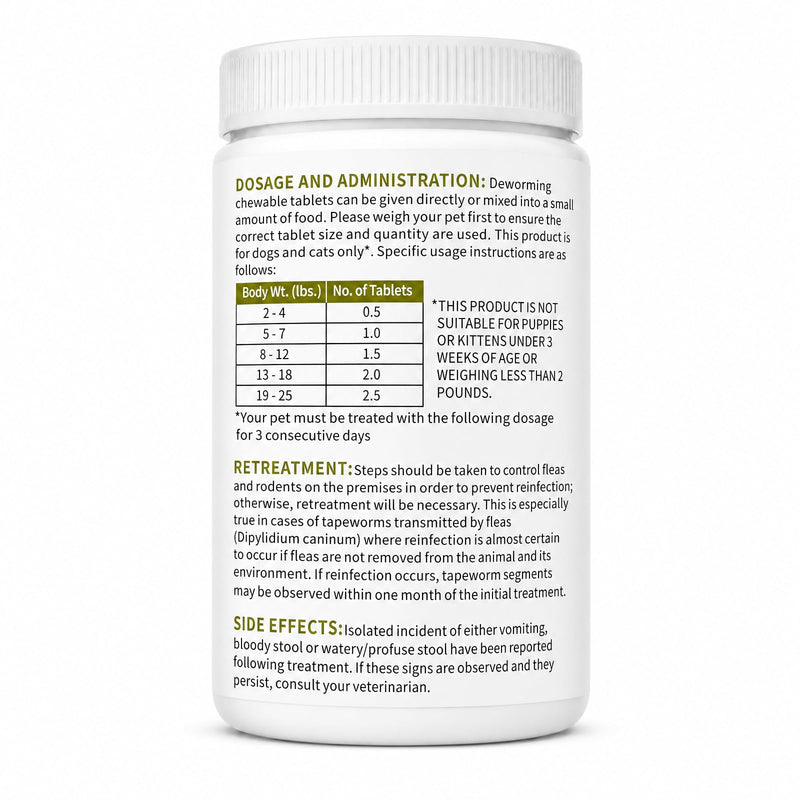 Dewormer for Dogs and Cats,4 Way Broad Spectrum Wormer with Praziquantel, Pyrantel Pamoate & Febantel, Safe for 4 Weeks and Older,100 Tablets