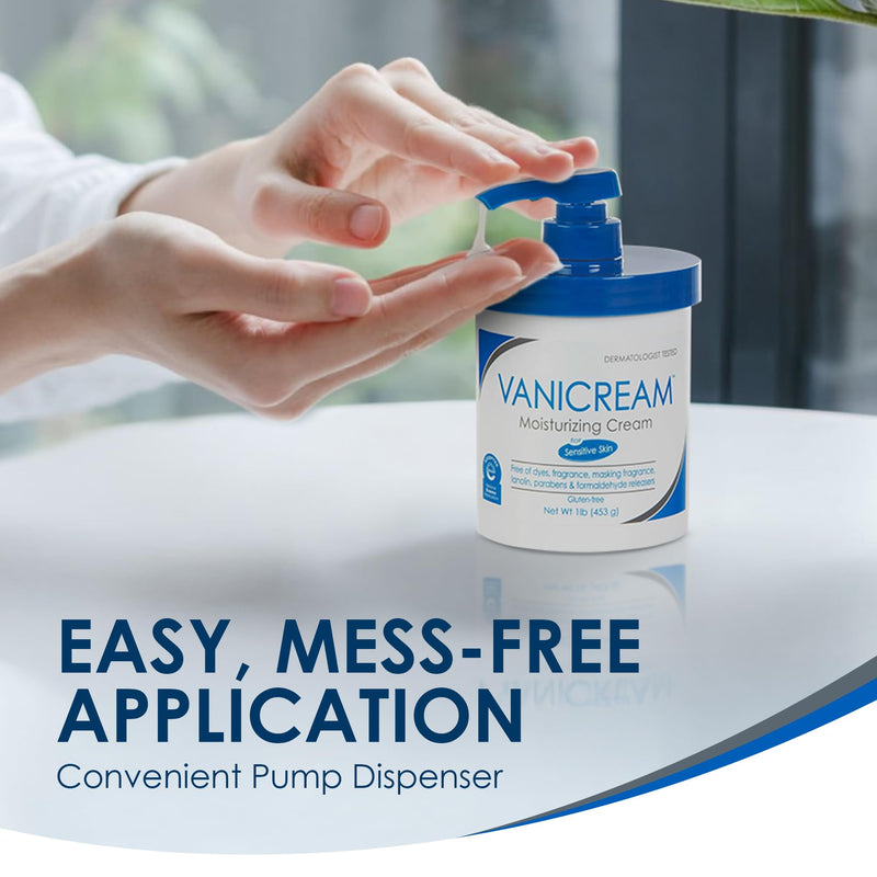 Vanicream Moisturizing Skin Cream with Pump Dispenser - 16 fl oz (1 lb) - Moisturizer Formulated Without Common Irritants for Those with Sensitive Skin 16 Fl Oz (Pack of 1) - BeesActive Australia