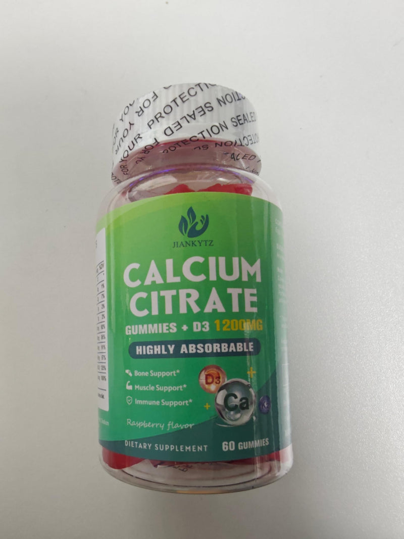 1200mg Calcium Citrate with Vitamin D3 Gummies for Bones, Muscles, Immune Support, Chewable Calcium Citrate with Vitamin D3 K2 C, Magnesium, Zinc, Raspberry