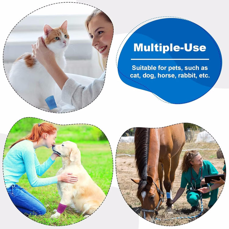 15 Rolls Self Adhesive Bandage | Pet Vet Wrap for Dogs | Cohesive Bandage for Ankle Sprains, Wrist Support | Sports Tape for Football, Badminton Racket Grip | 5cm x 4.5m(2" x 177")