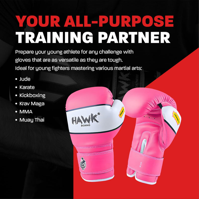 Kids Boxing Gloves for Kids Children Youth Punching Bag Kickboxing Muay Thai Mitts MMA Training Sparring Gloves Pink 4 oz