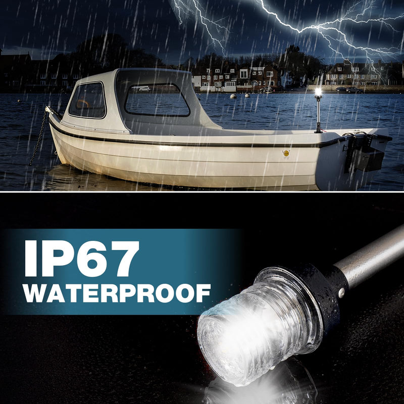 18 Inches Anchor Light Boat Stern Light Waterproof IP67, White Fold Down Marine Navigation Lights for Boats LED for Pontoon, Jon Boat and Bass Boats (12-24V) 18 Inches - BeesActive Australia