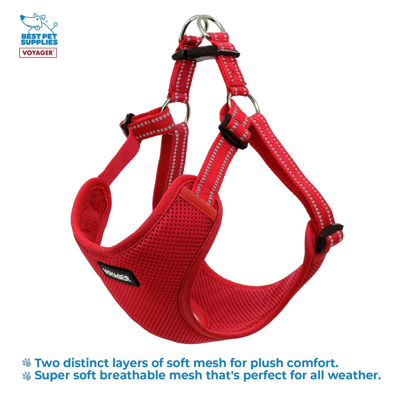 Best Pet Supplies Voyager Adjustable Dog Harness with Reflective Stripes for Walking, Jogging, Heavy-Duty Full Body No Pull Vest with Leash D-Ring, Breathable All-Weather - Harness (Red), M Harness ONLY (Red) M (Chest: 17 - 21") - BeesActive Australia