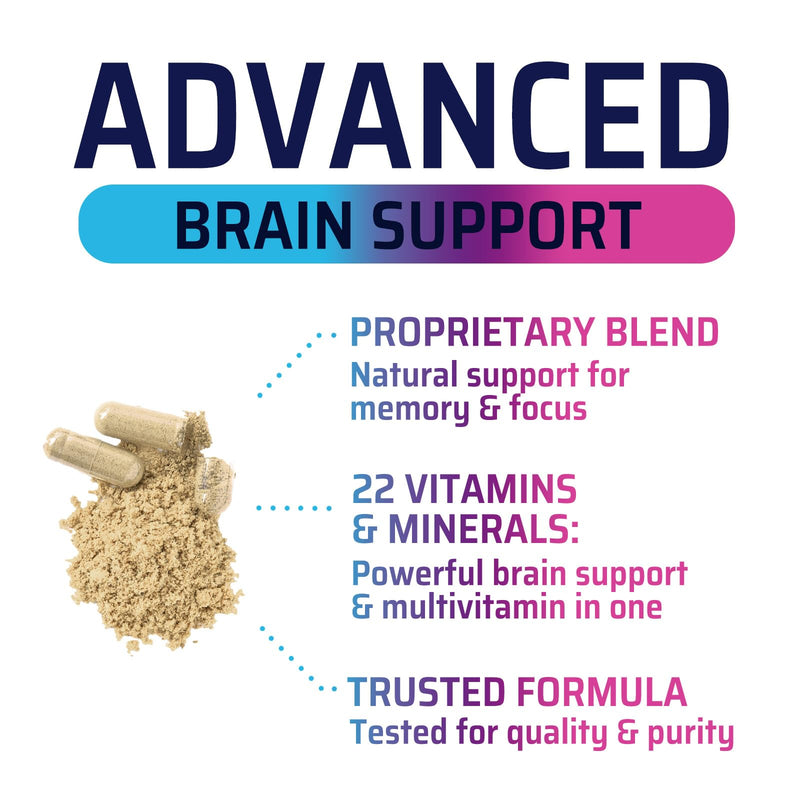 Brain Memory Supplement Pills - 3X Strength Nootropics for Concentration, Clarity & Focus Support - Brain Health Cognitive Vitamins with Bacopa, Phosphatidylserine & DMAE, Brain Booster - 60 Capsules 60 Count (Pack of 1)