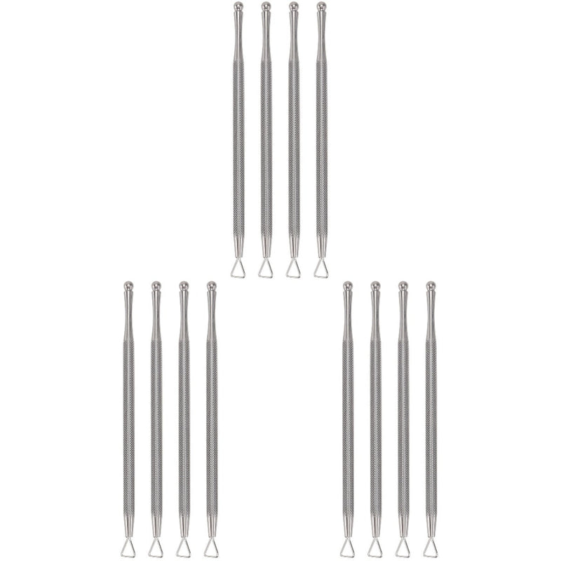 LALAFINA 12 pcs Triangle Cuticle Pusher Set Gel Polish Remover Tool with Ergonomic Grip Nail Art Scraper for Manicure and Pedicure Home Spa Salon Use 13X0.3cmx3pcs Silverx3pcs