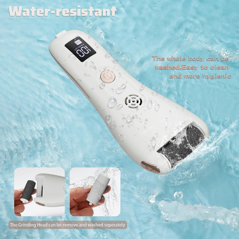 Electric Callus Remover for Feet with Vacuum,16-in-1 Professional Pedicure Tools Foot Care Kit, Foot Scrubber Electric Feet File Pedi for Hard Cracked Dry Dead Skin, Battery Display 8019 White - BeesActive Australia