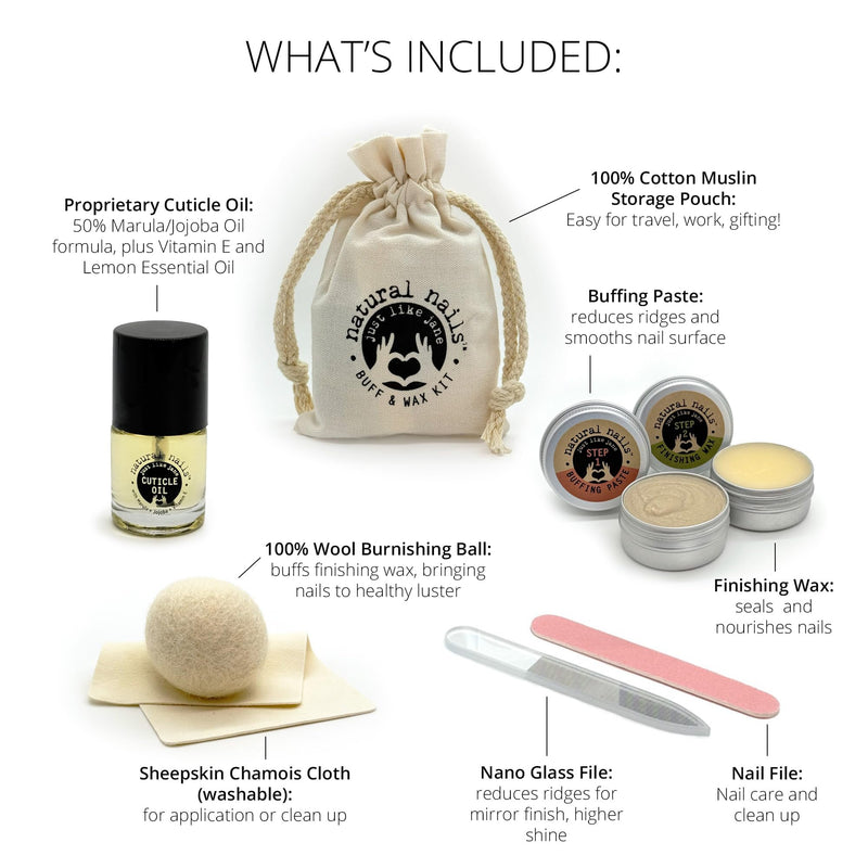 Just Like Jane™ Natural Nails Buff & Wax Kit - New Nano Glass File for Higher Shine! Complete kit - BeesActive Australia