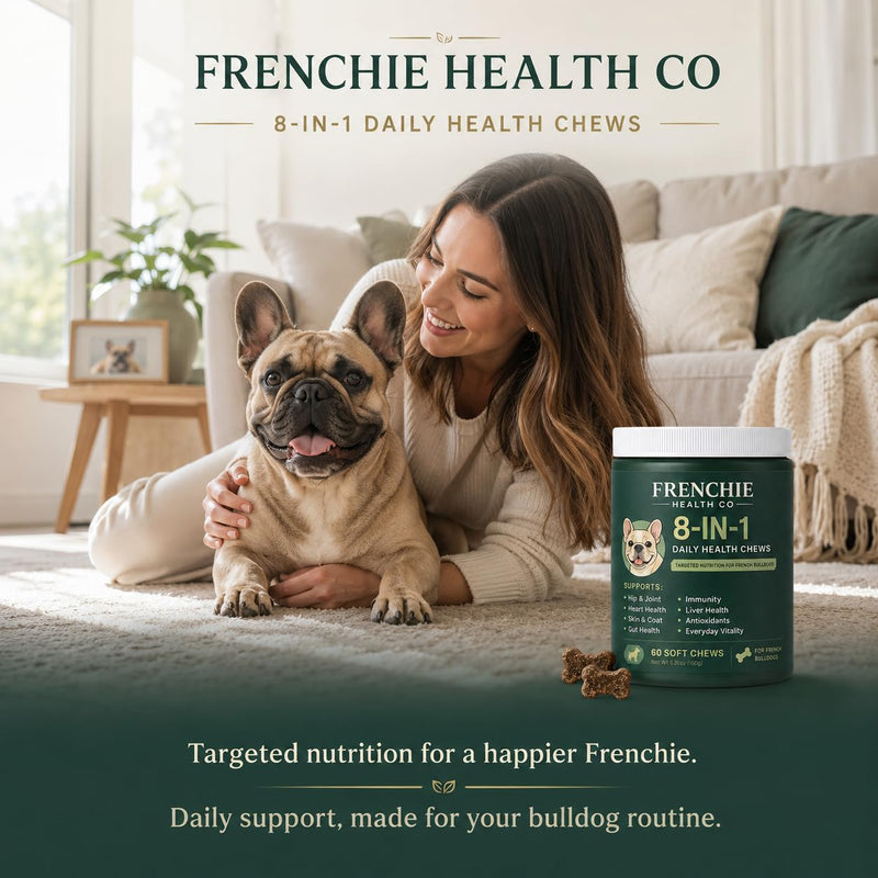 8 in 1 Daily Health Chews, 60 Count, Multivitamin for Dogs, Chewable Dog Vitamins and Supplements, French Bulldog Vitamins 1 PCS