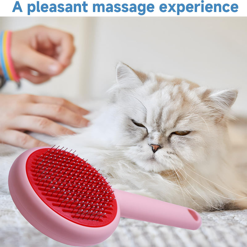 Pet Beauty Hair Removal Comb Cat Brush - One click Release Care Cat Comb Dog Hair Removal Brush - Suitable for long and short hair opening comb - Remove loose and falling hair (Pink) Pink - BeesActive Australia