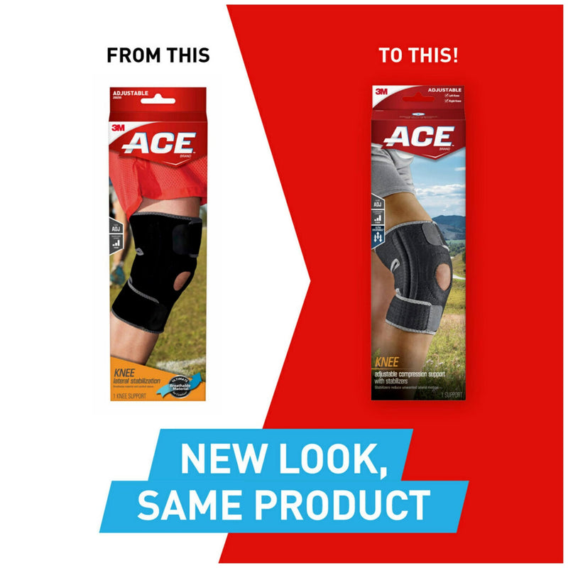 ACE Brand Adjustable Knee Brace with Side Stabilizers Provides Support & Compression to Arthritic and Painful Knee Joints Adjustable Knee Brace w/ Stabilizer