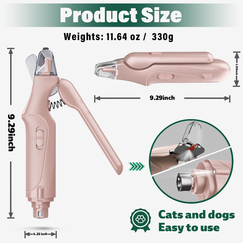 CATPICK 2-in-1 Cat Nail Clippers & Dog Nail Clippers Trimmers for Large Medium Small Dogs Cats Claw Trimmer Quick Sensor and Safety Guard USB Rechargeable with 2 LED Lights Dogs Nail Trimmer Pink 6th Generation