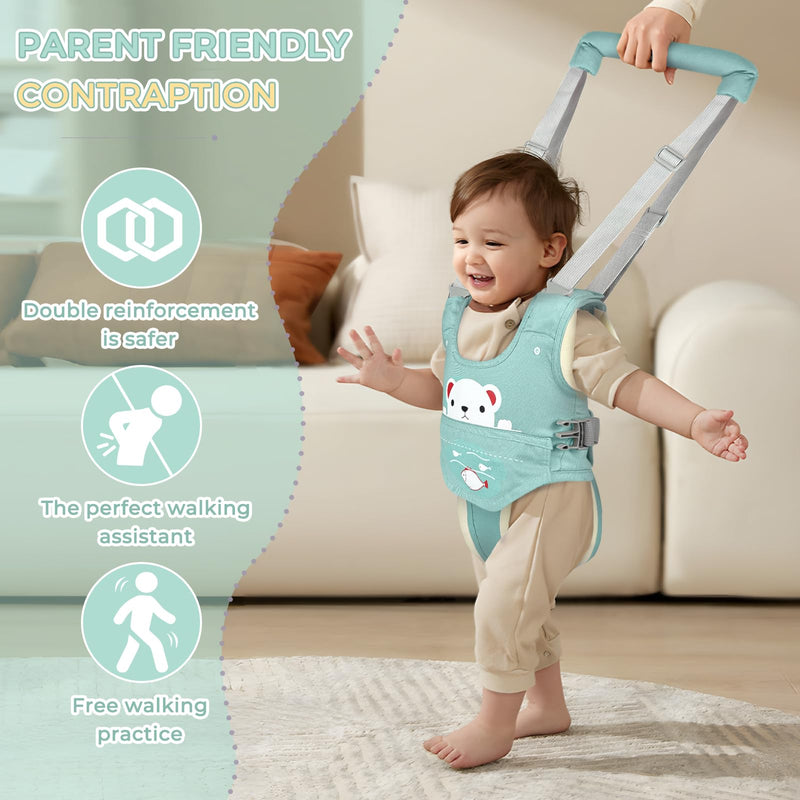 Baby Walking Harness, Handheld Baby Walking Helper for Toddlers with Detachable Crotch, Walk Support Assist Trainer Tool for 7-24 Month Old(Green) Green - BeesActive Australia